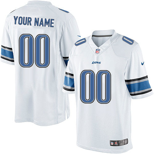 Men's Limited Nike Jersey White Road - Customized NFL Detroit Lions